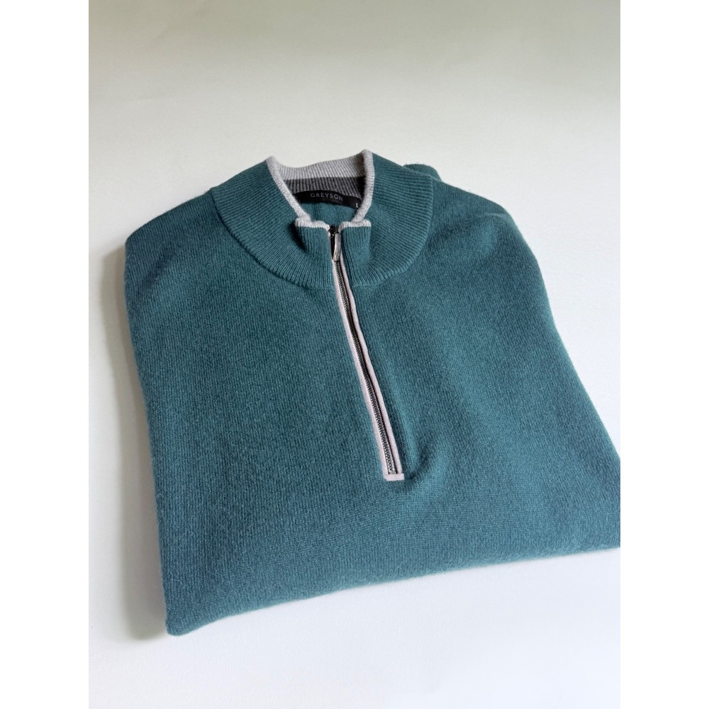 Greyson Sebonack Quarter Zip Sweater Men's L Wool Cashmere 65/35